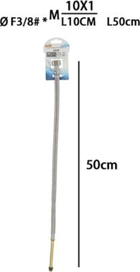 TUBO FLESSIBILE FLESSIBILI RUBINETTO MISCELATORE ACQUA 50 CM F 3/8 X M10/1 69397 - 3