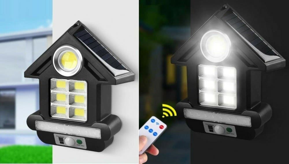 FARO SOLARE CON PANNELLO FARETTO SENSORE MOVIMENTO 81LED COB TELECOMANDO CL-S180 - 3