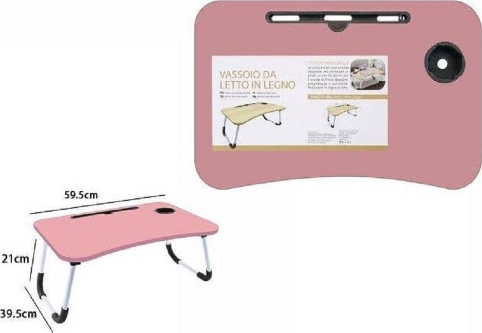 VASSOIO SCRIVANIA PIEGHEVOLE TAVOLINO TAVOLO PER PC SLOT TABLET TAZZA ROSA 71365