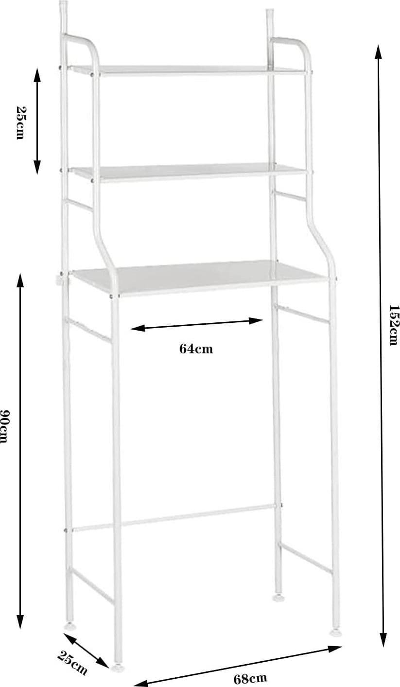 SCAFFALE SALVASPAZIO SOPRA LAVATRICE MENSOLE BAGNO 3 PIANI MOBILE LAVANDERIA 69078 - 4