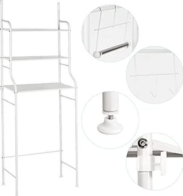 SCAFFALE SALVASPAZIO SOPRA LAVATRICE MENSOLE BAGNO 3 PIANI MOBILE LAVANDERIA 69078 - 5