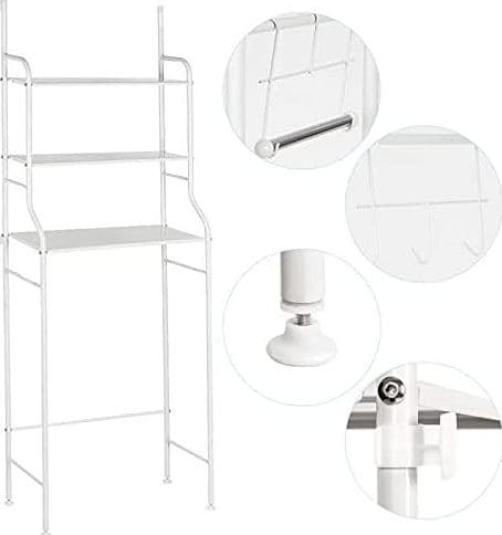 SCAFFALE SALVASPAZIO SOPRA LAVATRICE MENSOLE BAGNO 3 PIANI MOBILE LAVANDERIA 69078 - 5