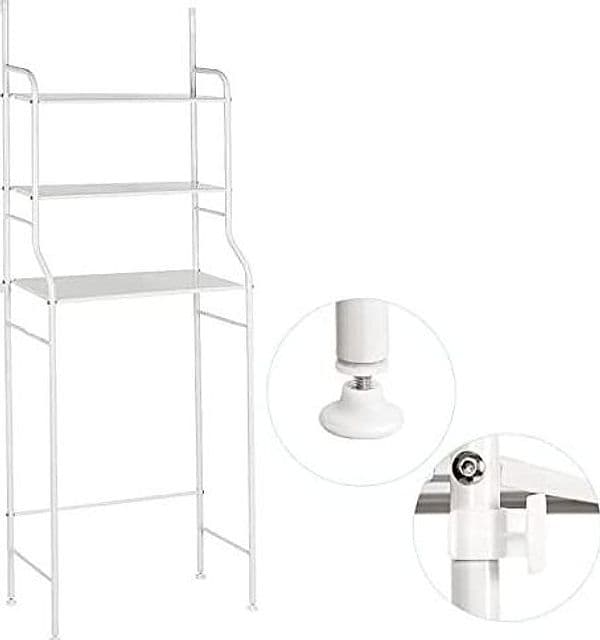 SCAFFALE SALVASPAZIO SOPRA LAVATRICE MENSOLE BAGNO 3 PIANI MOBILE LAVANDERIA 69078 - 6