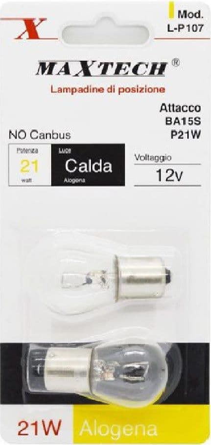 LAMPADINE DI POSIZIONE AUTO BA15S L-P107 12V 21WATT LUCE CALDA ALOGENA NO CANBUS - 3