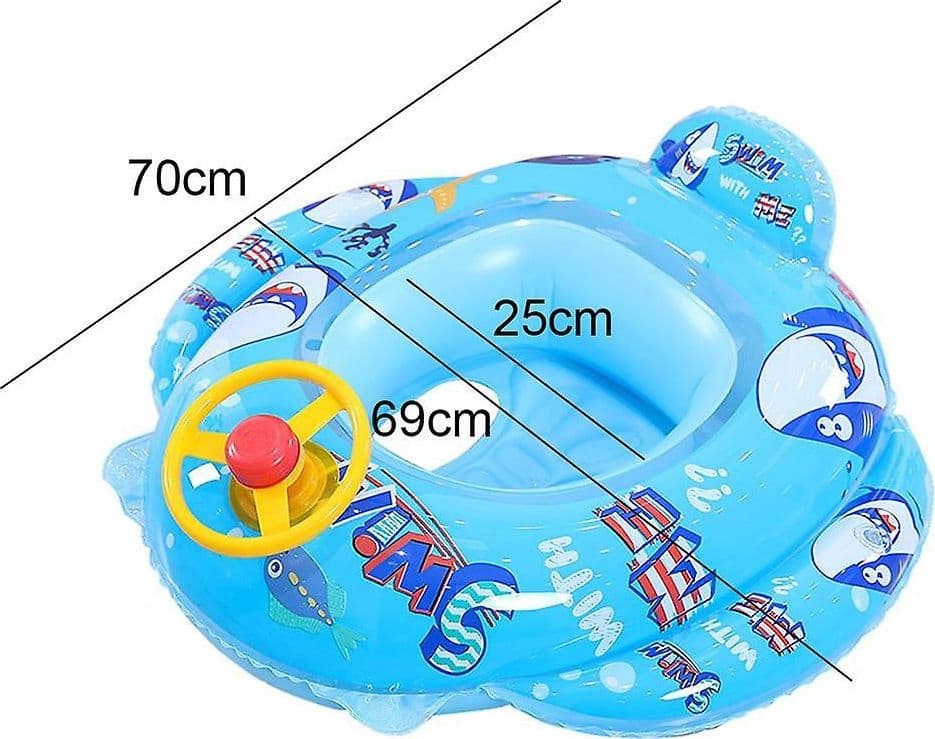 SALVAGENTE GONFIABILE BAMBINI MARE CON MUTANDINA E SCHIENALE 70 CM SQUALO BLU - 3