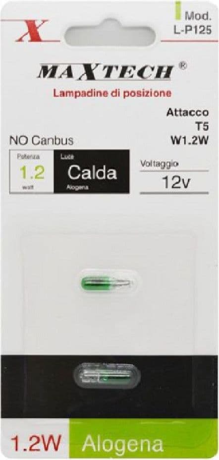 LAMPADINE DI POSIZIONE T5 W1.2W L-P125 12V 1.2W AUTO LUCE CALDA ALOGENA NO CANBUS - 3