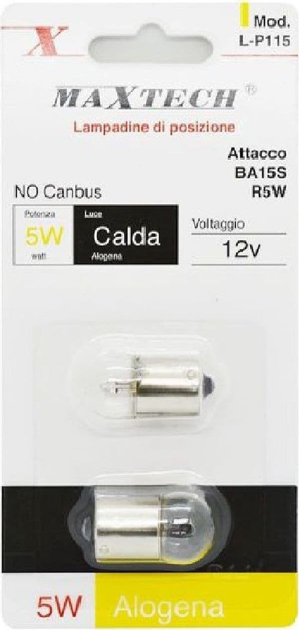LAMPADINE DI POSIZIONE AUTO BA15S R5W L-P115 LUCE CALDA 12V 5W ALOGENA NO CANBUS - 3