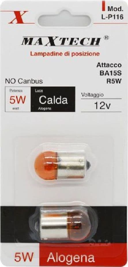 LAMPADINE DI POSIZIONE AUTO BA15S R5W 12V 5W L-P116 LUCE CALDA ALOGENA NO CANBUS - 3