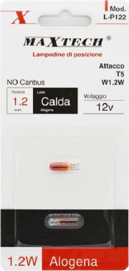 LAMPADINE DI POSIZIONE T5 W1.2W 12 V 1.2 W LUCE CALDA ALOGENA NO CANBUS L-P122 - 3