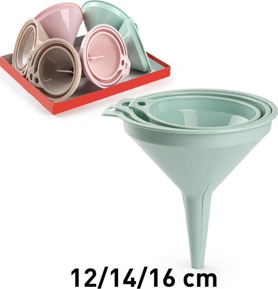SET 3 PZ IMBUTI IN PLASTICA COLORATA ACCESSORI CUCINA 3 MISURE DIVERSE 123811A