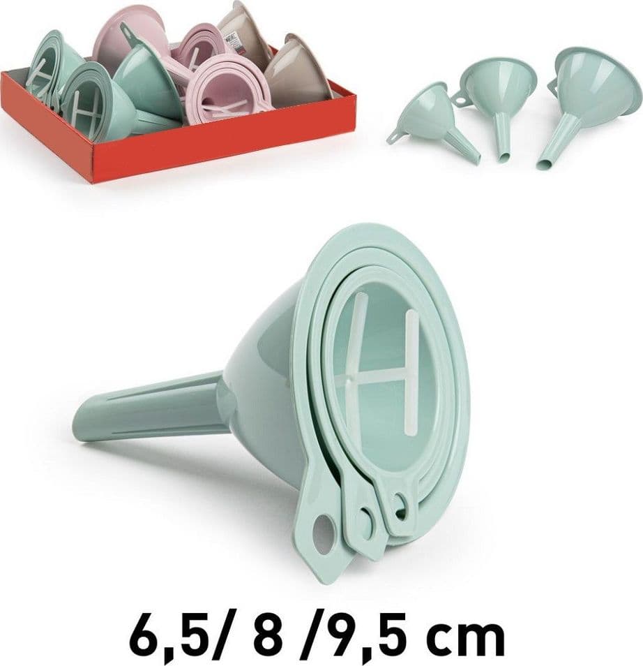 SET 3 PEZZI IMBUTI IMBUTO IN PLASTICA COLORATA CUCINA ACCESSORI 3 MISURE 115411A