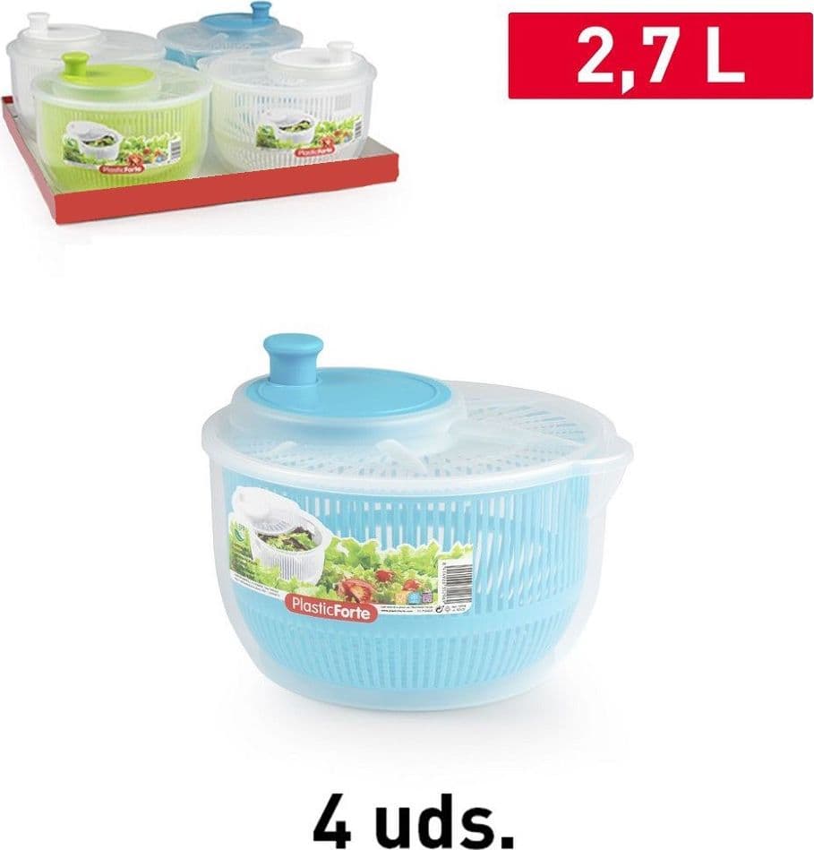 CENTRIFUGA IN PLASTICA LAVA VERDURA INSALATA VERDURE ASCIUGA STRIZZA 2.7LT 12198 - 2