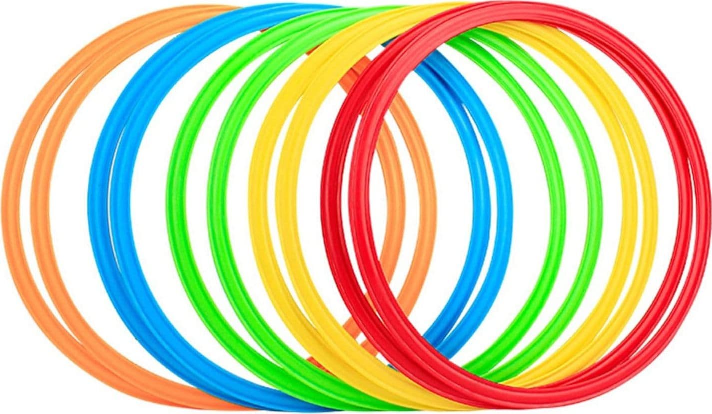 SET 12 PZ CERCHI PIATTI COLORATI PER FITNESS ESERCIZI DI COORDINAZIONE DA 40CM - 2