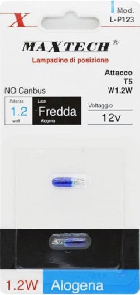 LAMPADINE DI POSIZIONE AUTO T5 L-P123 12 V 1.2 W LUCE FREDDA ALOGENA NO CANBUS - 3