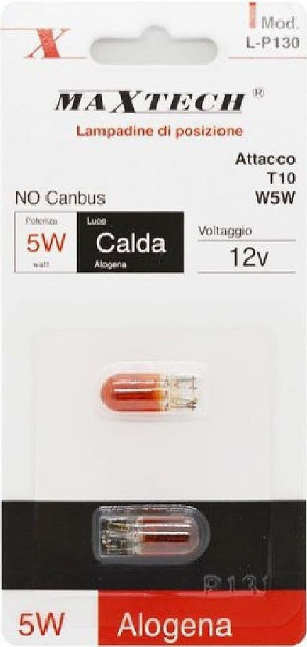 LAMPADINE DI POSIZIONE T10 W5W 12 V AUTO 5 W LUCE CALDA ALOGENA L-P130 NO CANBUS - 3