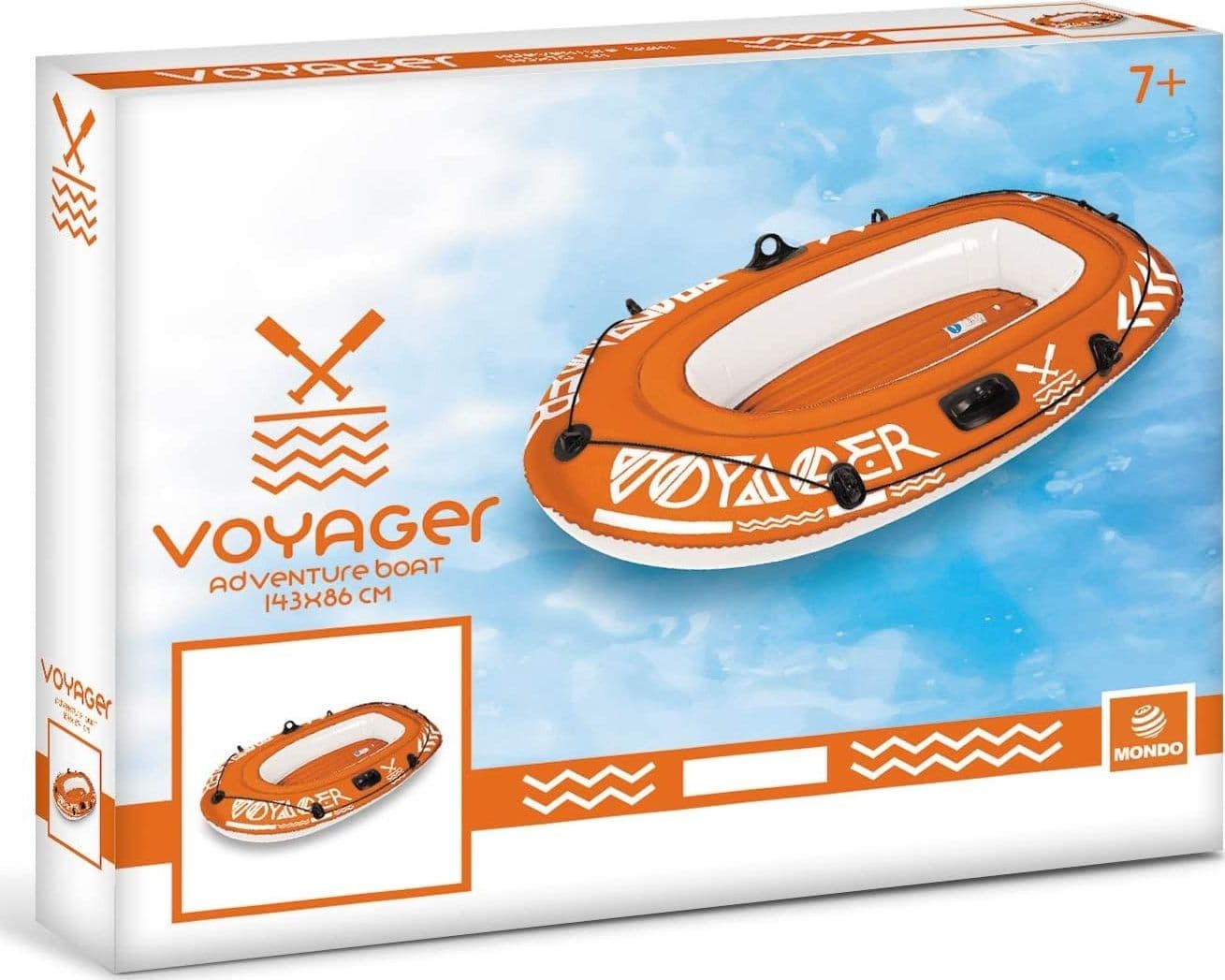 CANOTTO GONFIABILE GOMMONE 143X86CM VOYAGER BOAT 1 POSTO MARE FIUME ARANCIONE - 4
