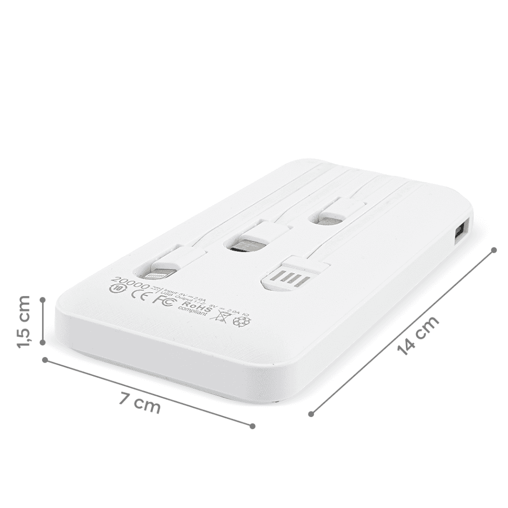 POWER BANK 20000mah CARICABATTERIE PORTATILE VELOCE CON 4 CAVI USB CARICA RAPIDA - 9