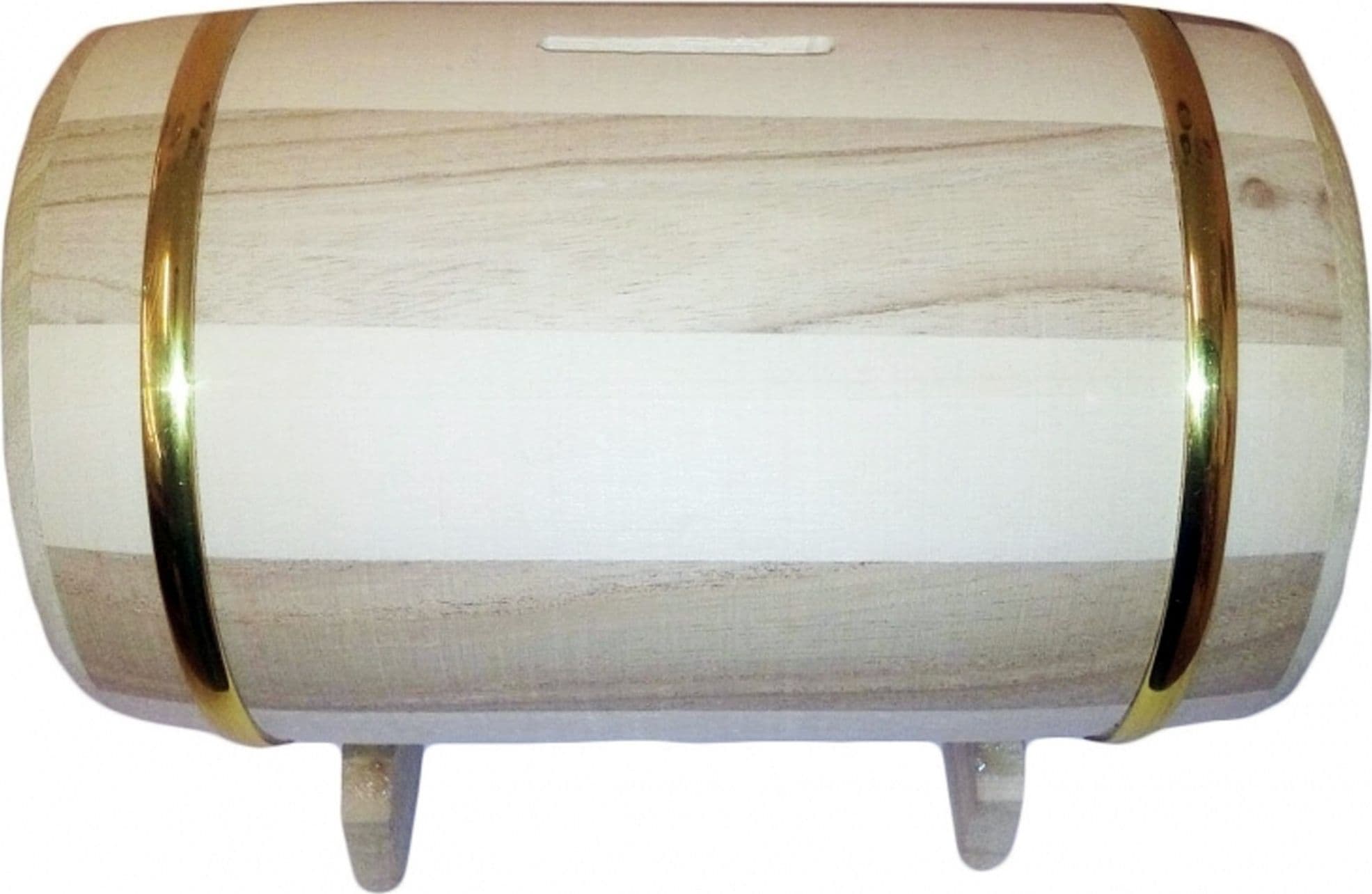 SALVADANAIO FORMA BOTTE IN LEGNO 12x9CM DECUPAGE MONETE BANCONOTE IDEA REGALO - 1