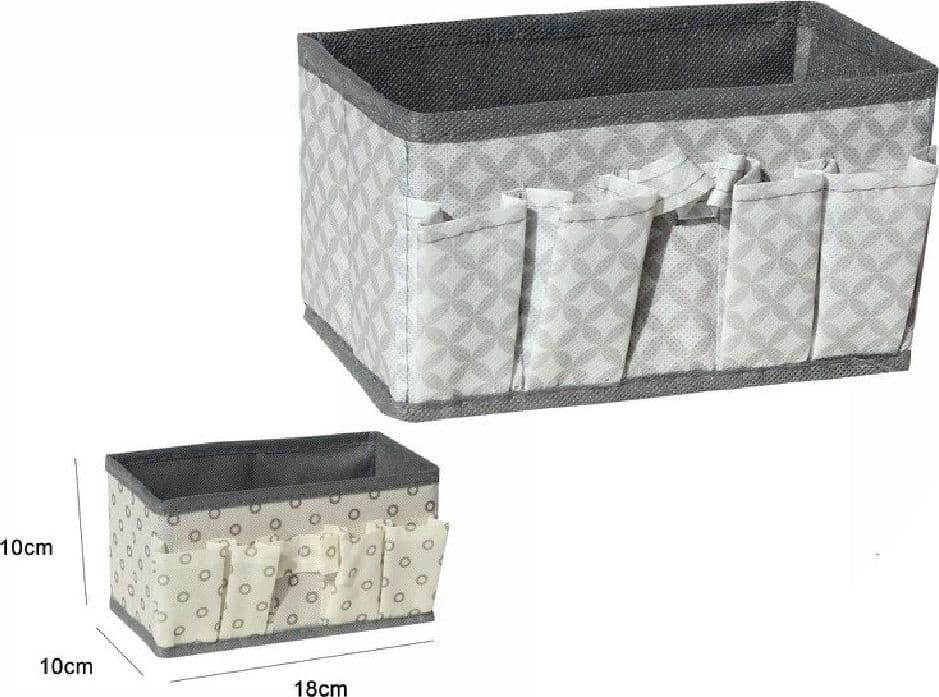 PORTAOGGETTI IN TESSUTO ORGANIZER CONTENITORE SCATOLA 5 TASCHE 18X10X10CM 53032A - 2