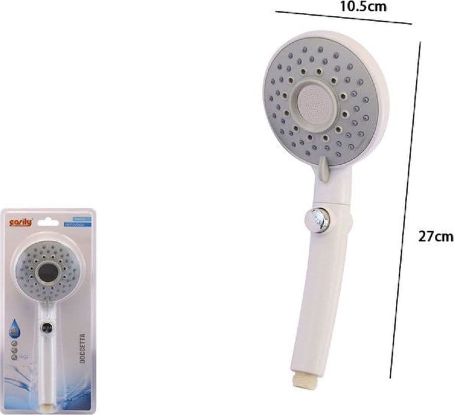 DOCCETTA SOFFIONE DOCCIA MULTIGETTO CON PULSANTE ROTONDO MODERNO 10.5X27CM 79702 - 2