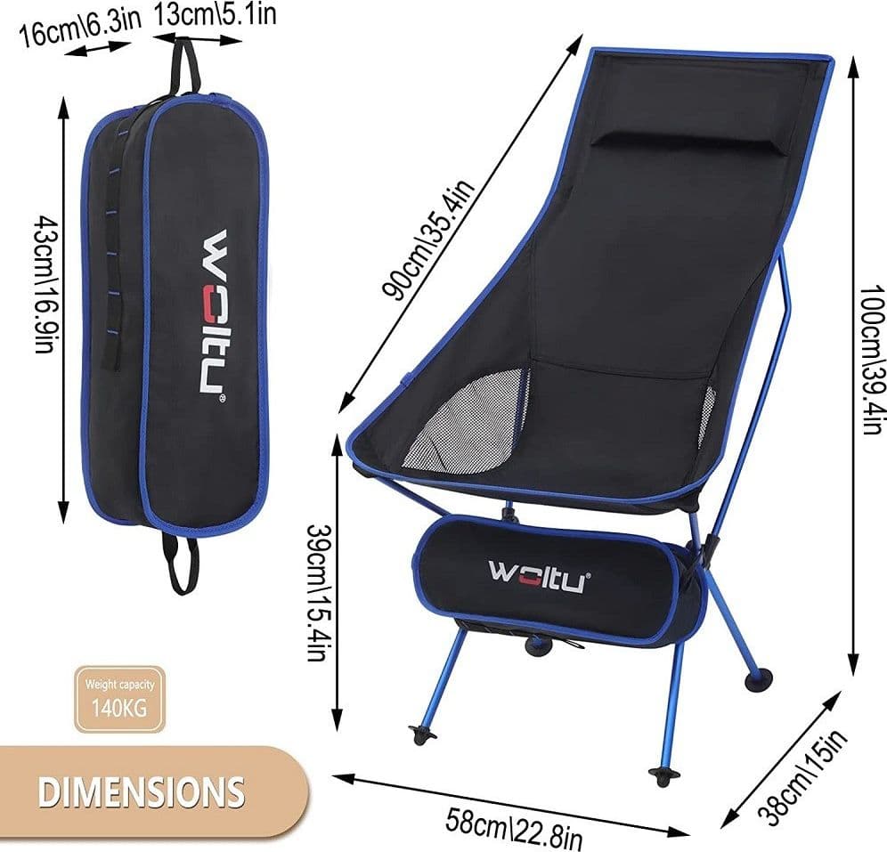 SEDIA PIEGHEVOLE DA CAMPEGGIO PESCA IMPERMEABILE PORTATILE CARICO 140KG TESSUTO - 13