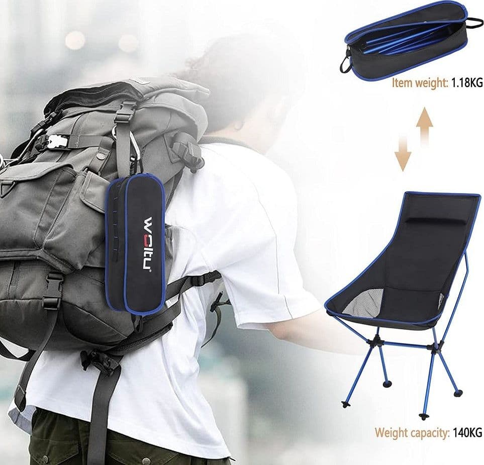SEDIA PIEGHEVOLE DA CAMPEGGIO PESCA IMPERMEABILE PORTATILE CARICO 140KG TESSUTO - 16