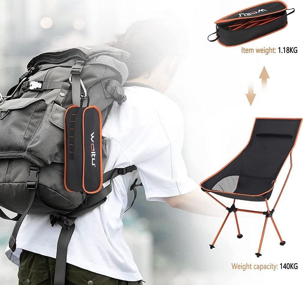 SEDIA PIEGHEVOLE DA CAMPEGGIO PESCA IMPERMEABILE PORTATILE CARICO 140KG TESSUTO - 6