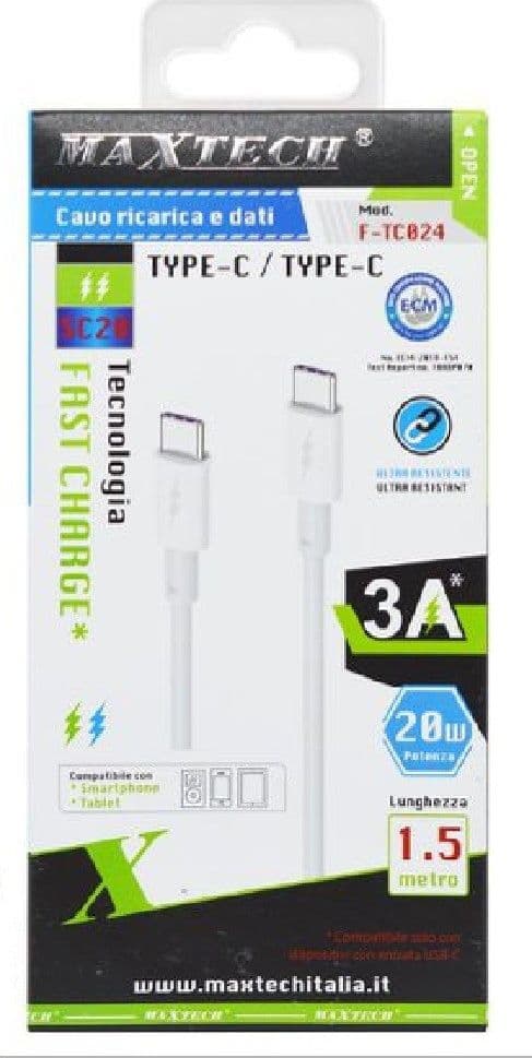 CAVO TYPE C A TYPE-C DATI E RICARICA VELOCE PER SMARTPHONE 1.5 METRI 3A F-TC024 - 3