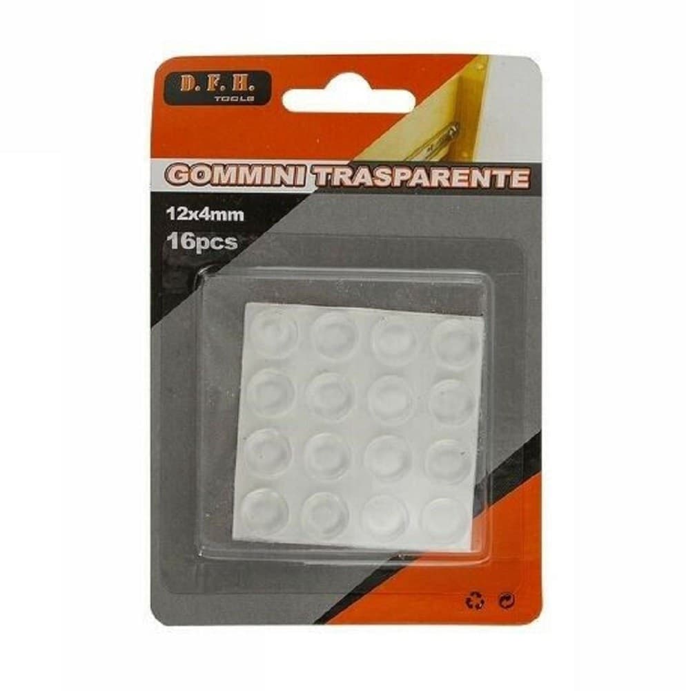 SET 16 PZ GOMMINI ADESIVI PROTEZIONE PAVIMENTI TRASPARENTI ROTONDI 12X4MM 66094 - 2