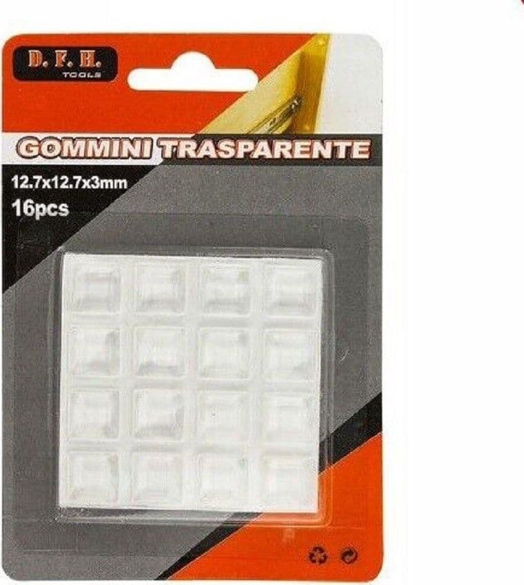 16 GOMMINI ADESIVI PROTEZIONE PAVIMENTI TRASPARENTI QUADRATI 12.7X12.7X3MM 66092 - 2