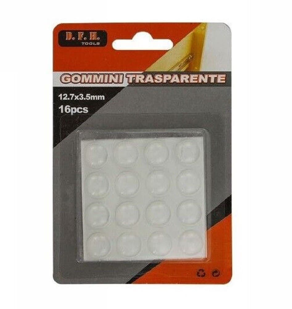 SET 16 GOMMINI ADESIVI PROTEZIONE PAVIMENTI TRASPARENTI ROTONDI 12.7X3.5MM 66096 - 2
