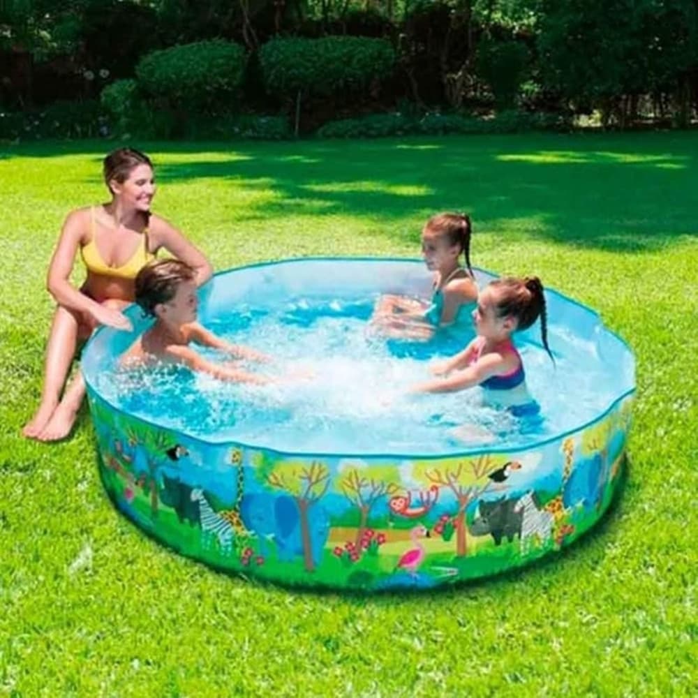 PISCINA ROTONDA GONFIABILE 183X38 CM DECORAZIONE SAFARI BAMBINI GIARDINO ESTATE - 3