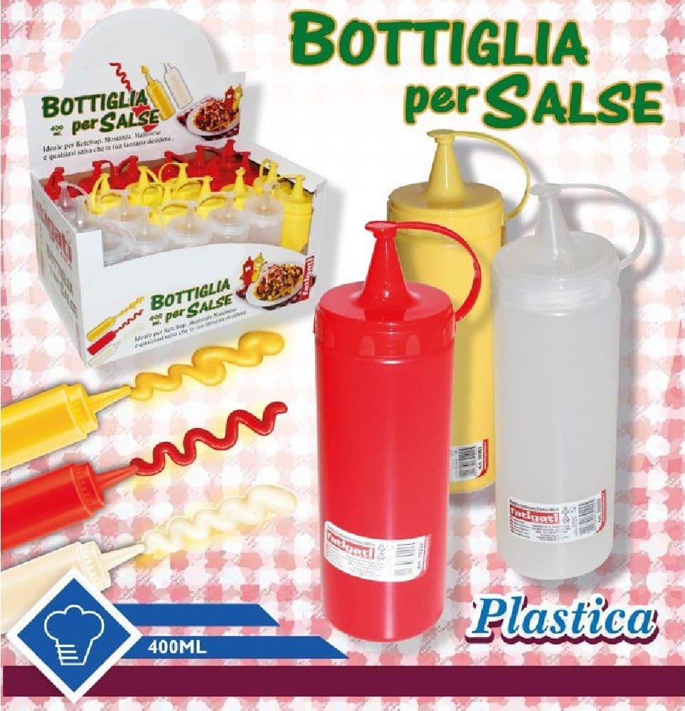 BOTTIGLIA IN PLASTICA PER SALSE KETCHUP MAIONESE CONDIMENTO PUB BAR CASA 400 ML