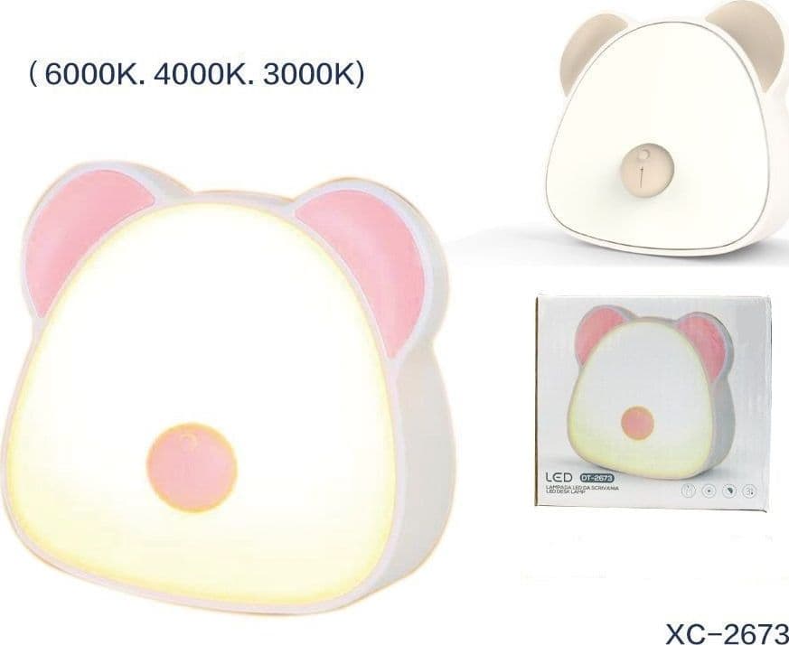 LAMPADA A LED SCRIVANIA TAVOLO ORSETTO 3 MODALITA' LUCE 6000K 4000K 3000K XC2673
