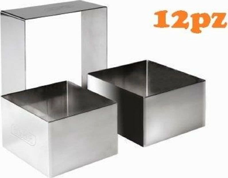 SET 12 PEZZI FORME FORMINA STAMPI PER DOLCI TORTE BISCOTTI QUADRATI 10X4CM 60412 - 2