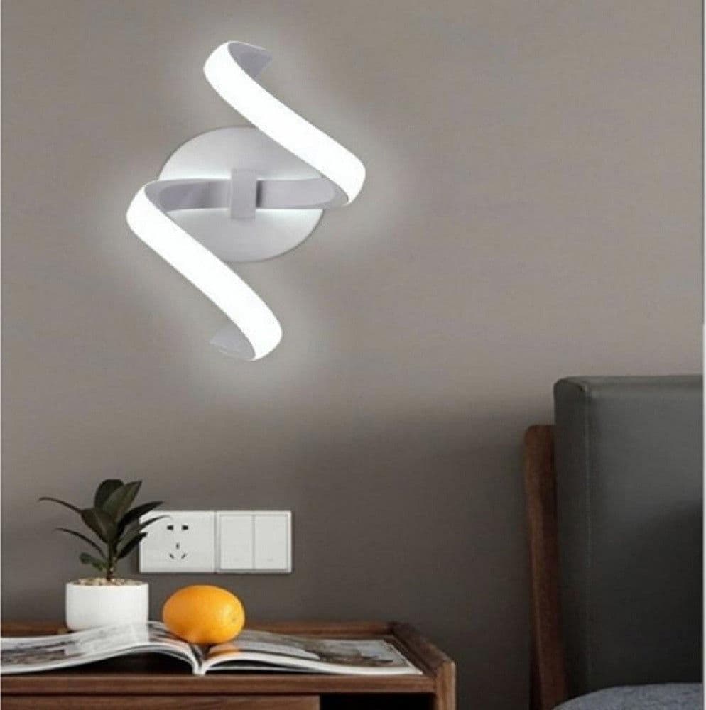 APPLIQUE LED DA MURO 9 WATT CURVA SPIRALE LUCE NATURALE FREDDA CALDA E58 BIANCA - 7