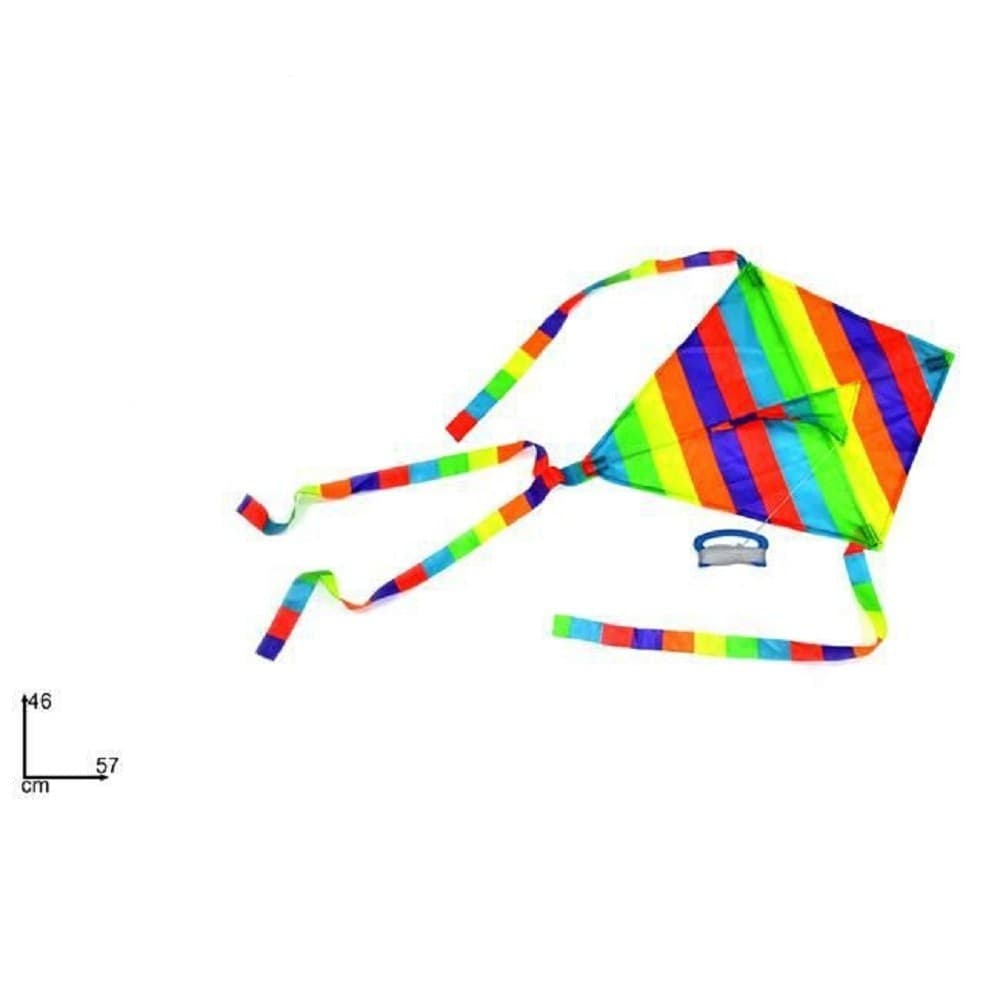 AQUILONE IN NYLON MULTICOLORE RIGHE GIOCO DIVERTIMENTO BAMBINI ESTATE 57 X 46 CM