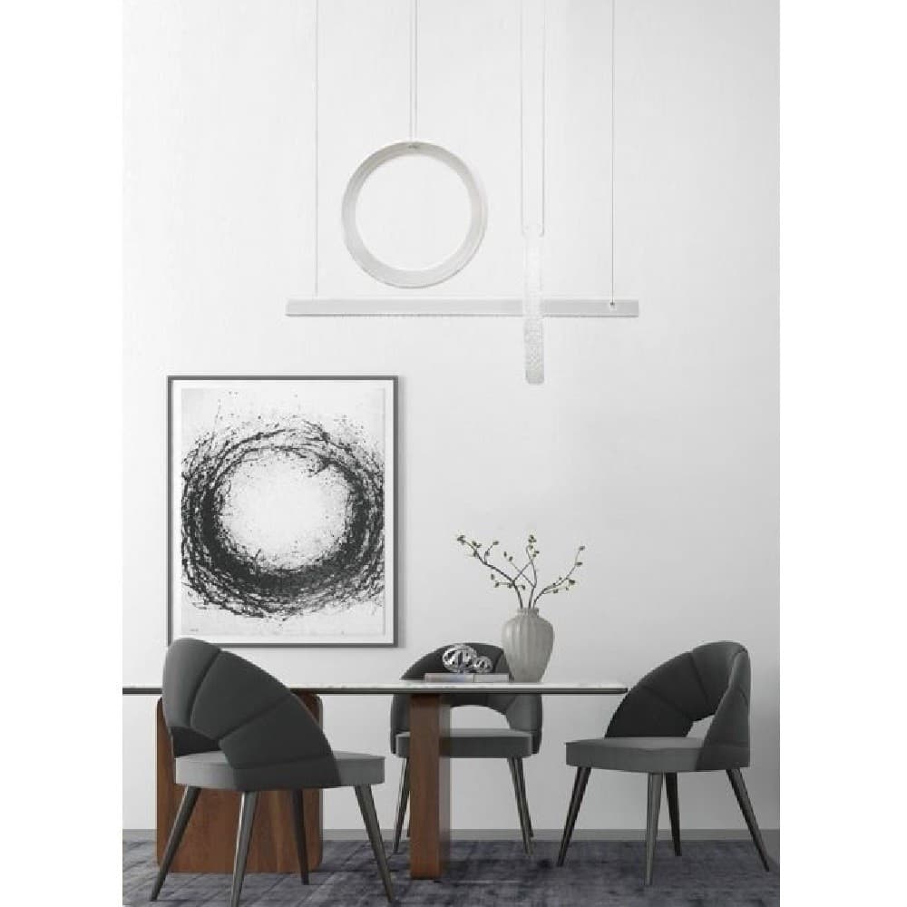 LAMPADARIO LED 80W SOSPENSIONE LUCE FREDDA NATURALE CALDA EFFETTO CRISTALLO LP-23B - 5
