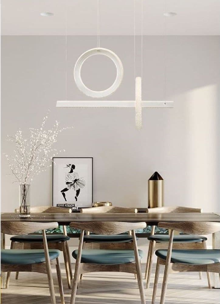 LAMPADARIO LED 80W SOSPENSIONE LUCE FREDDA NATURALE CALDA EFFETTO CRISTALLO LP-23B - 2