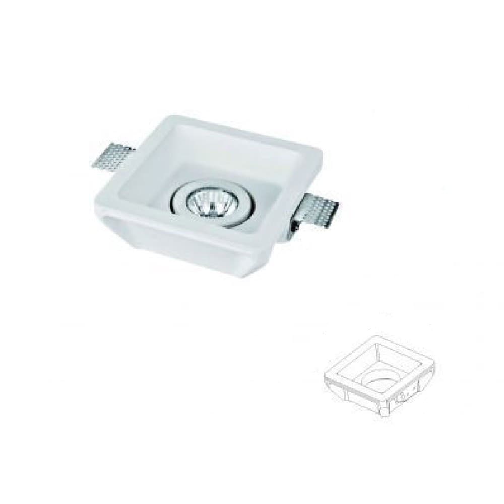 PORTA FARETTO IN GESSO ORIENTABILE DA INCASSO VERNICIABILE QUADRATO GU10 GS-20 - 3