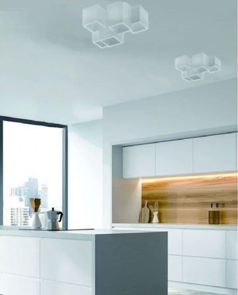 LAMPADA IN GESSO A 5 CUBI DA SOFFITTO LAMPADARIO SUPPORTO FARETTI GU10 GS-C06-5 - 5