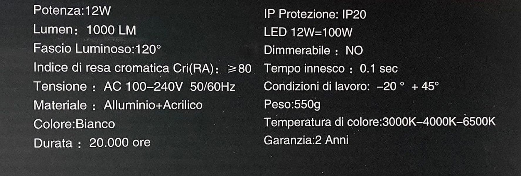 APPLIQUE LAMPADA DA PARETE LUCE LED MODERNA 12 WATT LUCE 4000K 6500K 3000K E59-B - 7
