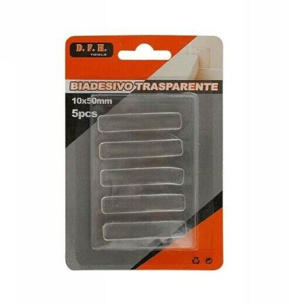 SET 5 PEZZI STRISCE GOMMINI BIADESIVO TRASPARENTE PROTEZIONE CASA 10X50 MM 66100 - 2