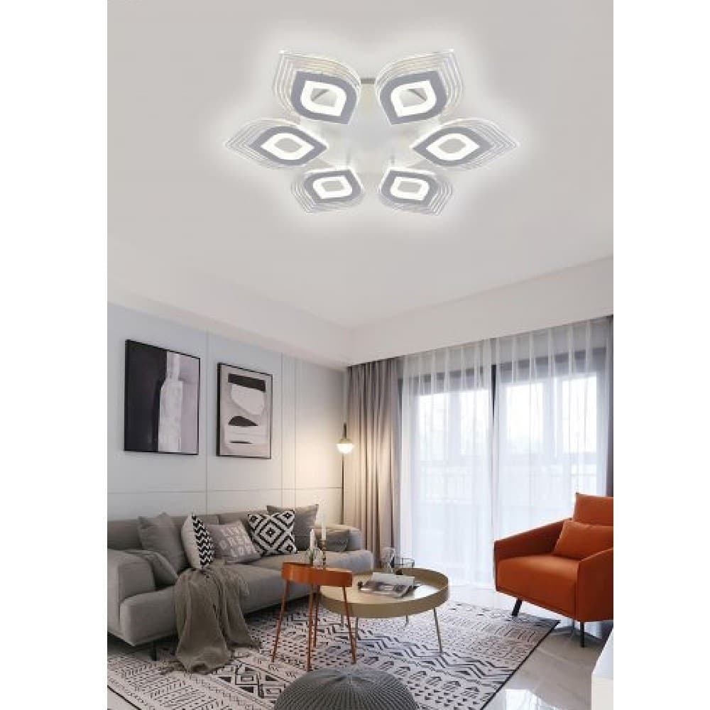 LAMPADARIO PLAFONIERA MODERNA SOFFITTO LUCE FREDDA 6500K NATURALE 4000K 55W C27B - 5