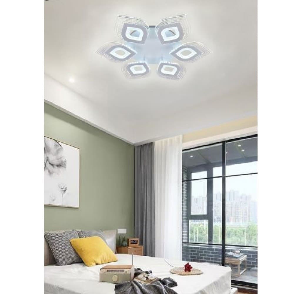 LAMPADARIO PLAFONIERA MODERNA SOFFITTO LUCE FREDDA 6500K NATURALE 4000K 55W C27B - 6