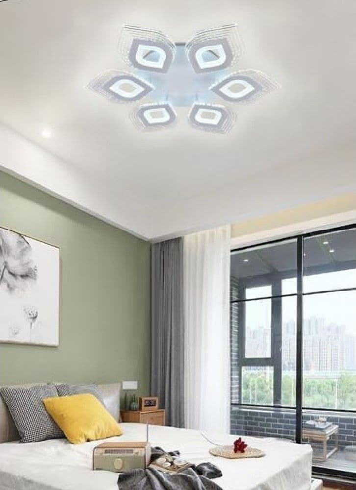 LAMPADARIO PLAFONIERA MODERNA SOFFITTO LUCE FREDDA 6500K NATURALE 4000K 55W C27B - 2