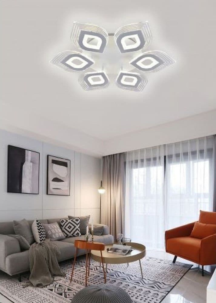 LAMPADARIO PLAFONIERA MODERNA SOFFITTO LUCE FREDDA 6500K NATURALE 4000K 55W C27B - 3