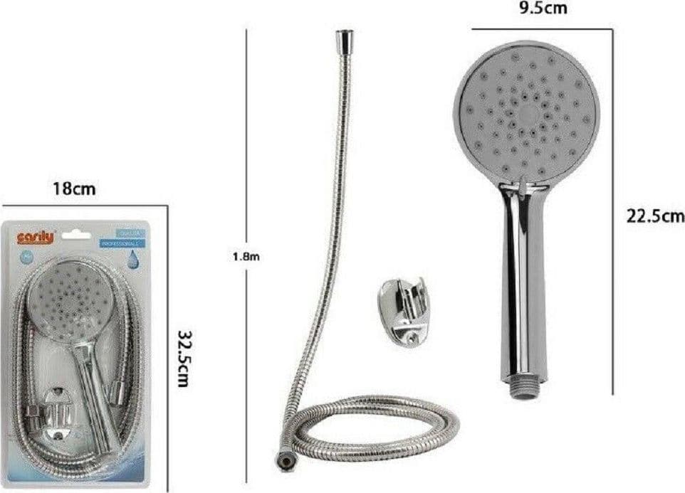 KIT DOCCETTA DOCCINO SOFFIONE DOCCIA BAGNO ROTONDO CON LACCIO 1,8MT STAFFA 69348 - 2