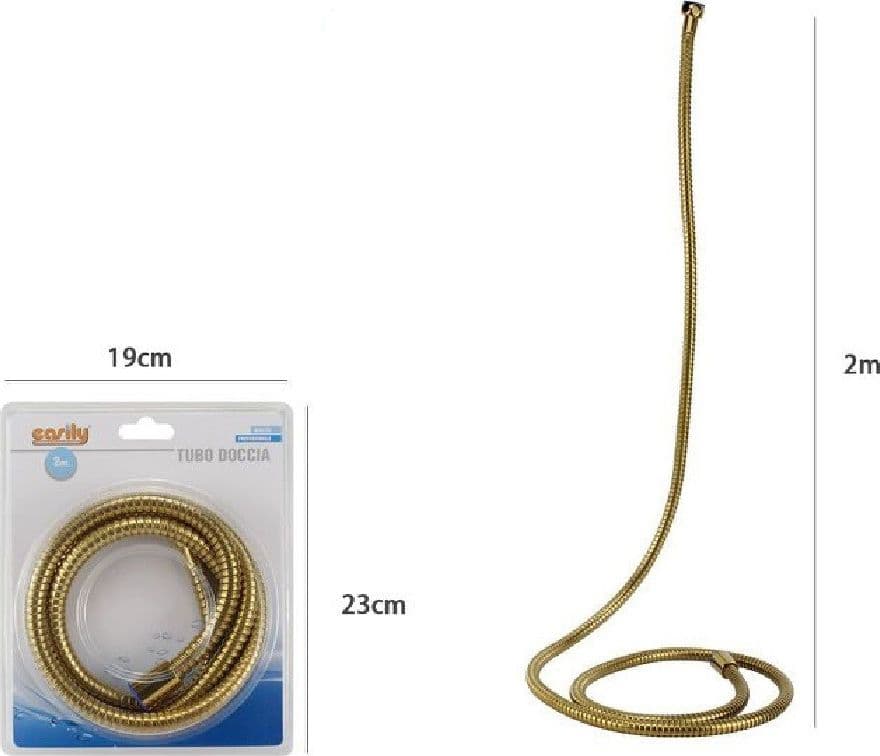 TUBO LACCIO FLESSIBILE DOCCIA DOCCETTA VASCA BAGNO 2 MT UNIVERSALE 59536 DORATO - 2