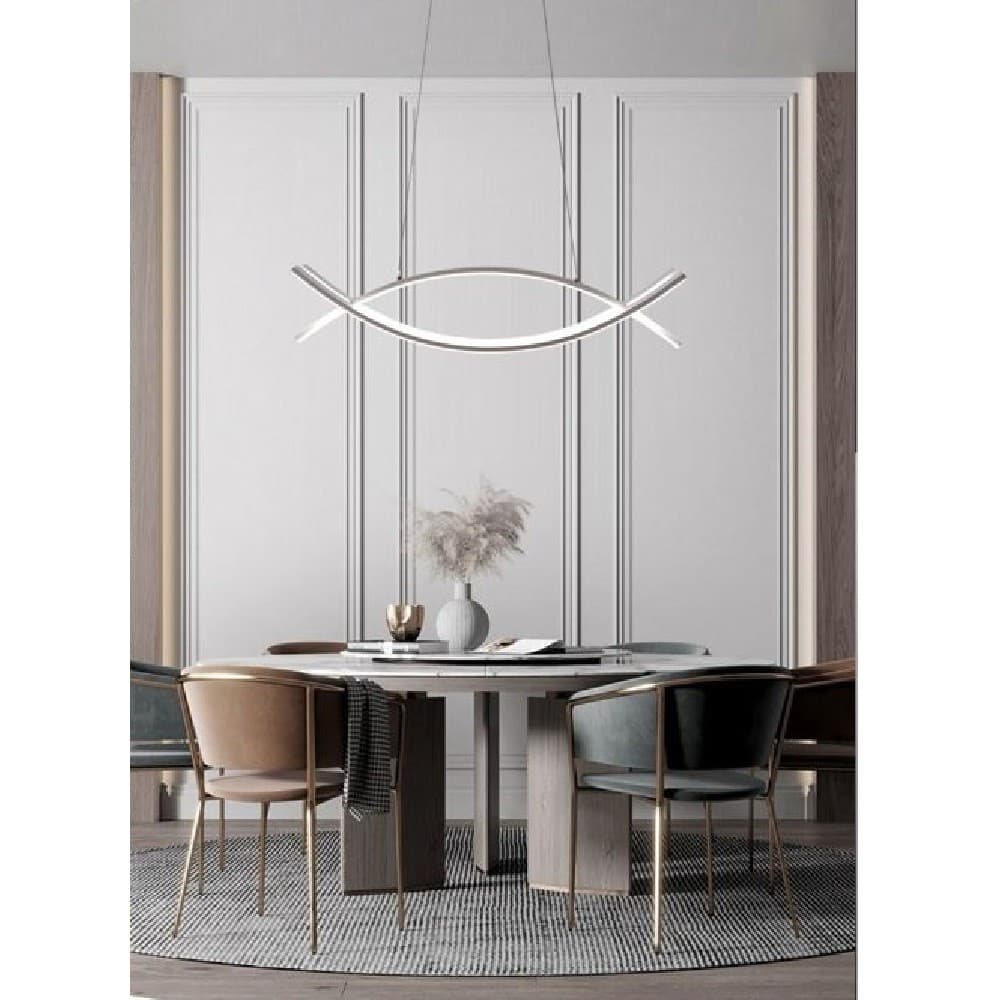 LAMPADARIO A SOSPENSIONE MODERNO 2 LINEE CURVE INCROCIATE LUCE 4000K 6500K LP-27 - 6